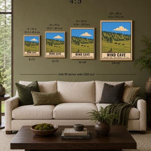 Poster zum Wind Cave Nationalpark, Bison-Prärielandschaft in South Dakota, Vintage-Reisemotiv, Druckbare Dekoration Bild 10