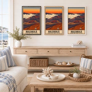Haleakala National Park Poster, Hawaii Maui Volcano Sunrise Vintage Travel Print, Retro Island Landscape Wall Art, WPA Style Printable image 6