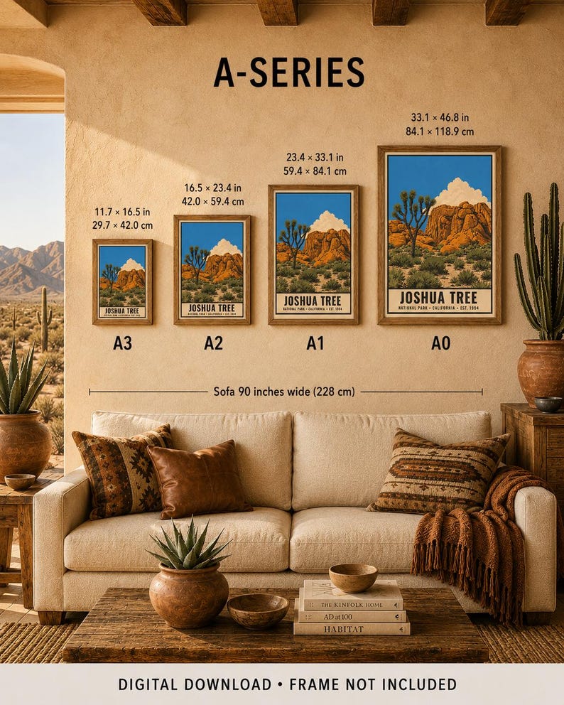Joshua Tree National Park Poster, Vintage California Desert Travel Print, Retro Cactus Landscape Wall Art, 1960s WPA Style Printable Art image 10