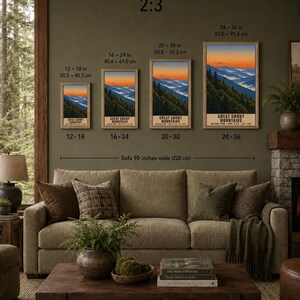 Great Smoky Mountains nationalpark-affisch, vintage resetryck med Blue Ridge-motiv, retro väggkonst i skog och berg, utskrivbar dekoration i WPA-stil bild 8