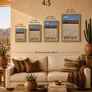 Death Valley National Park Poster, Vintage California Desert Travel Print, Retro Salt Flats Wall Art, 1960s WPA Style Serigraph Printable imagen 9