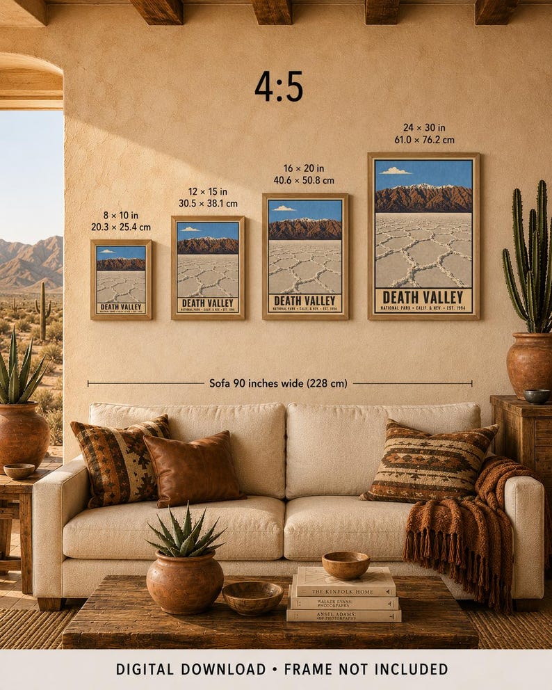 Death Valley National Park Poster, Vintage California Desert Travel Print, Retro Salt Flats Wall Art, 1960s WPA Style Serigraph Printable imagen 9