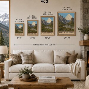 Plakat z Parku Narodowego Bramy Arktyki, wydruk z podróży po tundrze na Alasce w stylu vintage, retro sztuka ścienna z górami Brooks Range, wydruk w stylu WPA zdjęcie 10