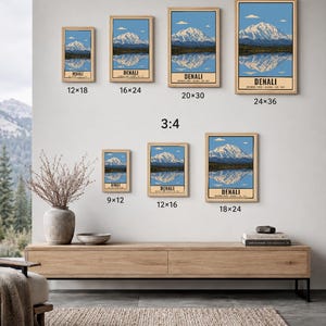Denali nationalpark-affisch, vintage-resetryck med Alaskas bergstundra, retro väggkonst med vilda djur och landskap, utskrivbar konst från 1960-talet i WPA-stil bild 5