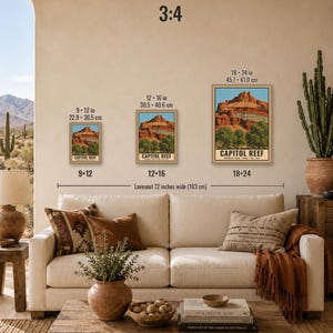 Capitol Reef National Park Poster, Utah Vintage Travel Print, Fruita Orchard Landscape, Red Rock Wall Decor, Printable Digital Download image 10