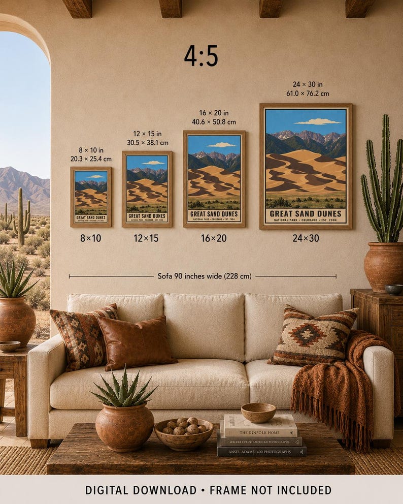 Great Sand Dunes National Park Poster, Colorado Vintage Travel Artwork, Mountain Desert Landscape, Printable Digital Download Decor Bild 10