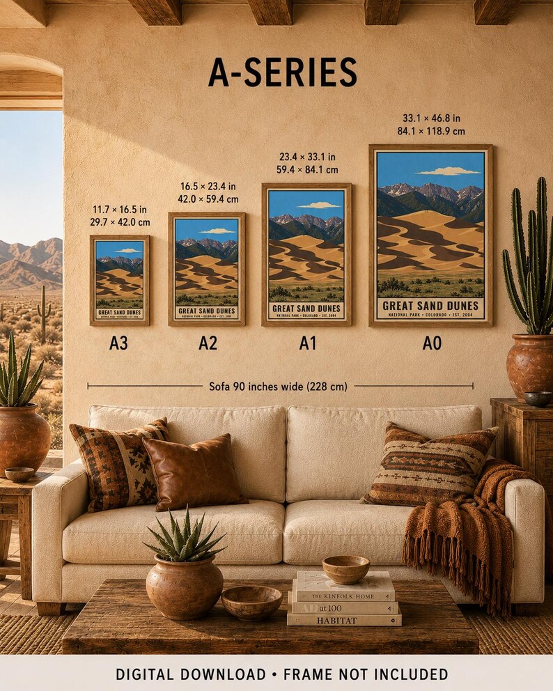 Great Sand Dunes National Park Poster, Colorado Vintage Travel Artwork, Mountain Desert Landscape, Printable Digital Download Decor Bild 11