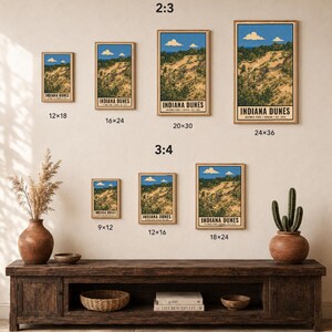 Plakat z Parku Narodowego Indiana Dunes, wydruk z podróży po plaży nad jeziorem Michigan w stylu vintage, dekoracja ścienna z wydmami w stylu retro, dekoracja do druku w stylu WPA z lat 60. XX wieku zdjęcie 5