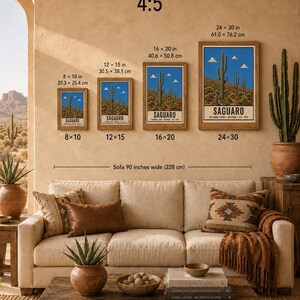 Saguaro National Park Poster, Vintage Arizona Cactus Desert Travel Print, Retro Landscape Wall Art, 1960s WPA Style Serigraph Printable afbeelding 11