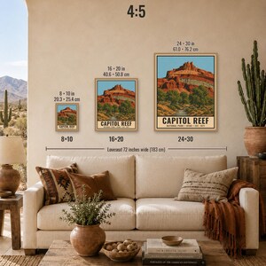 Capitol Reef National Park Poster, Utah Vintage Travel Print, Fruita Orchard Landscape, Red Rock Wall Decor, Printable Digital Download image 11