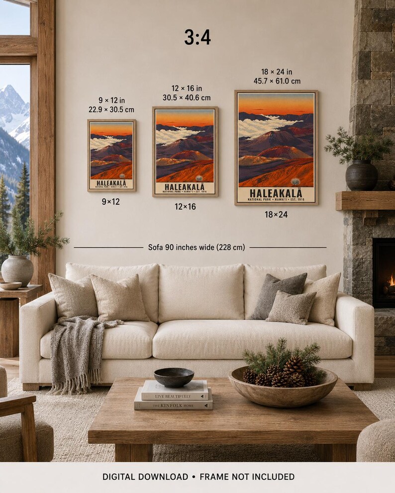Haleakala National Park Poster, Hawaii Maui Volcano Sunrise Vintage Travel Print, Retro Island Landscape Wall Art, WPA Style Printable image 9