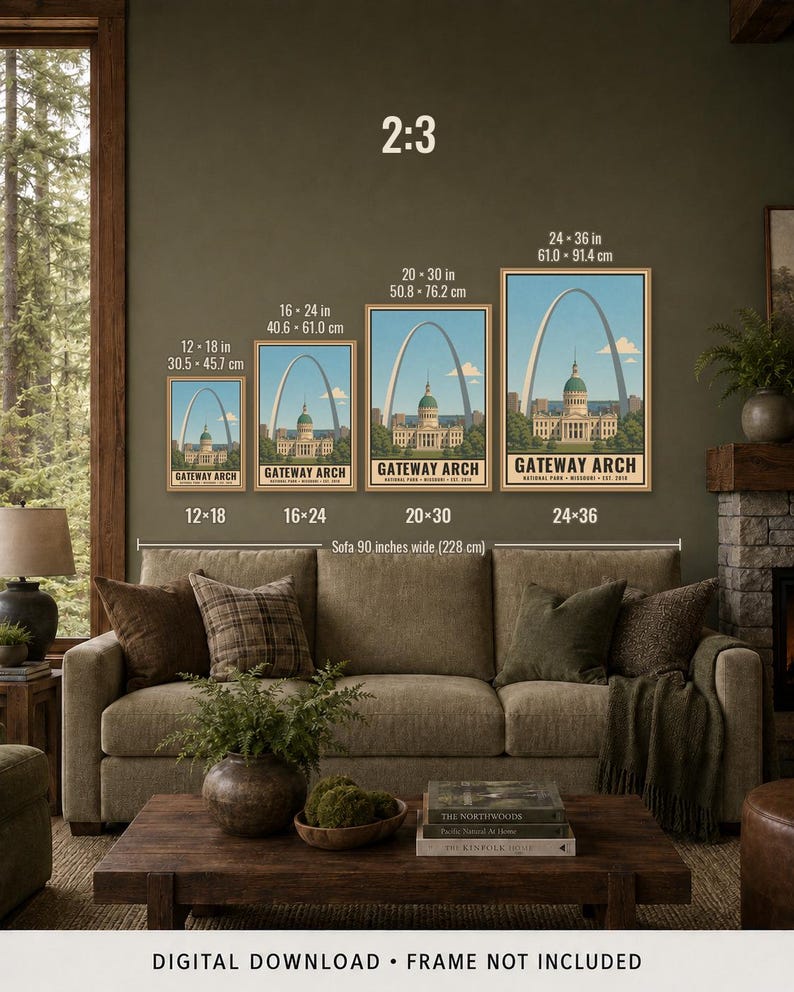Gateway Arch National Park Poster, Vintage St Louis Missouri Travel Artwork, Printable Digital Decor, Retro Skyline Gift image 9
