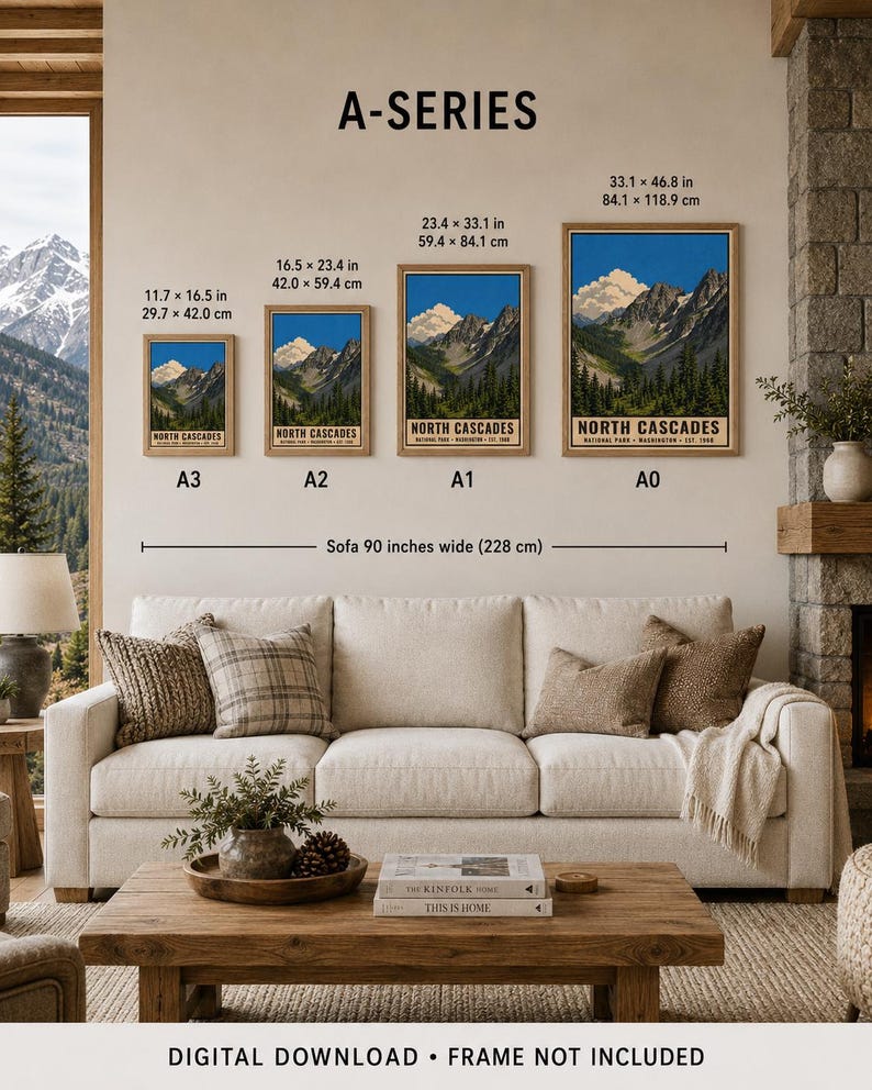 Bundel met nationale parken in de Pacific Northwest, Mount Rainier, Crater Lake, Olympic National Park en de North Cascades: vintage reisposterset (digitale download). afbeelding 18