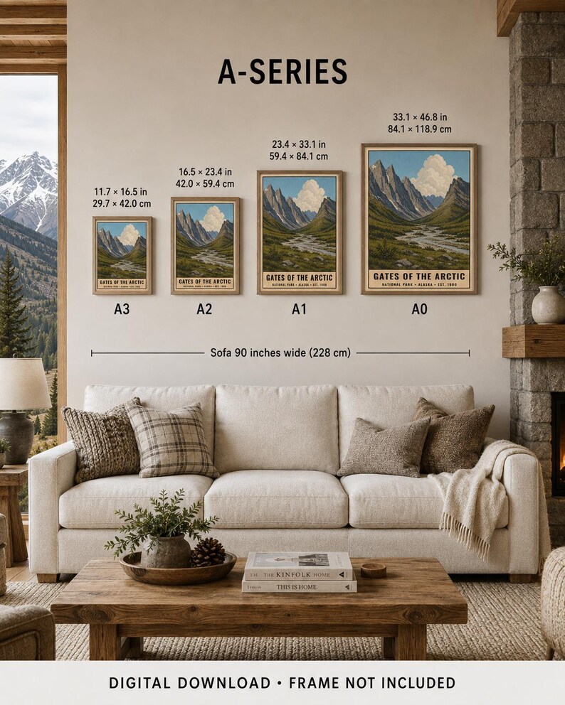 Plakat z Parku Narodowego Bramy Arktyki, wydruk z podróży po tundrze na Alasce w stylu vintage, retro sztuka ścienna z górami Brooks Range, wydruk w stylu WPA zdjęcie 11