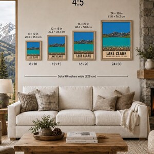 Lake Clark National Park Poster, Vintage Alaska Mountain Lake Travel Print, Retro Alpine Wilderness Wall Art, WPA Style Serigraph Printable imagem 10