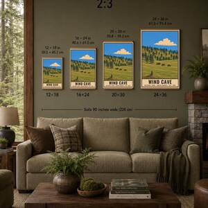 Poster zum Wind Cave Nationalpark, Bison-Prärielandschaft in South Dakota, Vintage-Reisemotiv, Druckbare Dekoration Bild 8