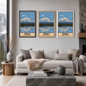 Denali nationalpark-affisch, vintage-resetryck med Alaskas bergstundra, retro väggkonst med vilda djur och landskap, utskrivbar konst från 1960-talet i WPA-stil bild 8