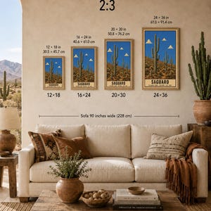 Saguaro National Park Poster, Vintage Arizona Cactus Desert Travel Print, Retro Landscape Wall Art, 1960s WPA Style Serigraph Printable afbeelding 10