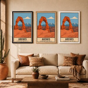 Arches National Park Poster, Delicate Arch Utah Vintage Travel Print, Retro Desert Landscape Wall Art, 1960s WPA Style Printable Decor image 8