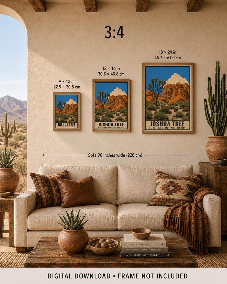 Joshua Tree National Park Poster, Vintage California Desert Travel Print, Retro Cactus Landscape Wall Art, 1960s WPA Style Printable Art image 9