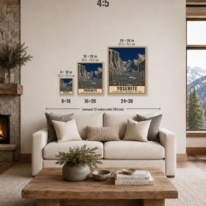 May include: Three framed wall art prints of Yosemite National Park in 8x10, 16x20, and 24x30 inch sizes. The prints feature a dark blue night sky over a mountain landscape with the text YOSEMITE NATIONAL PARK CALIFORNIA EST. 1890 at the bottom.