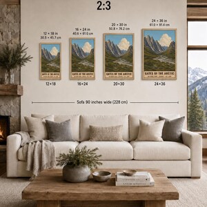 Plakat z Parku Narodowego Bramy Arktyki, wydruk z podróży po tundrze na Alasce w stylu vintage, retro sztuka ścienna z górami Brooks Range, wydruk w stylu WPA zdjęcie 8