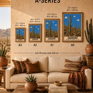 Saguaro National Park Poster, Vintage Arizona Cactus Desert Travel Print, Retro Landscape Wall Art, 1960s WPA Style Serigraph Printable afbeelding 9