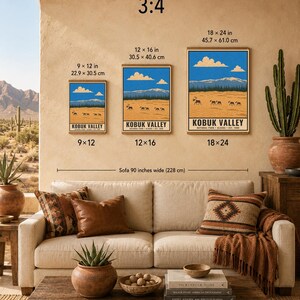 Kobuk Valley National Park Poster, Vintage Alaska Sand Dunes Arctic Travel Print, Retro River Landscape Wall Art, WPA Style Printable Art afbeelding 9