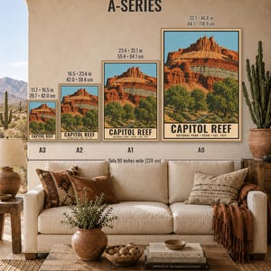 Capitol Reef National Park Poster, Utah Vintage Travel Print, Fruita Orchard Landscape, Red Rock Wall Decor, Printable Digital Download image 12