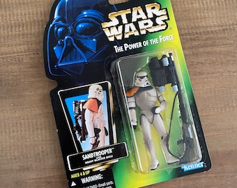 Vintage 1996 Sandtrooper with Heavy Blaster Rifle Star Wars The Power of The Force Kenner Hasbro Toy Action Figure Sealed in Package