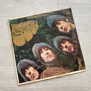 Vintage 1965 The Beatles Rubber Soul LP Record Album Vinyl T 2442 Capitol Rainbow Band Mono 12&quot; 33 RPM  - GUC