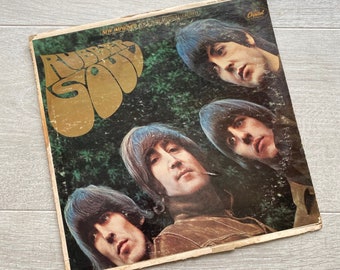 Vintage 1965 The Beatles Rubber Soul LP Record Album Vinyl T 2442 Capitol Rainbow Band Mono 12" 33 RPM  - GUC