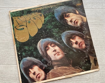 Vintage 1965 The Beatles Rubber Soul LP Record Album Vinyl T 2442 Capitol Rainbow Band Mono 12&quot; 33 RPM  - GUC
