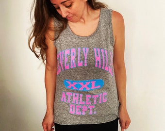 Vintage 1980's Beverly Hills Athletic Department XXL Royal First Class Gray Neon Tank Top Shirt - M