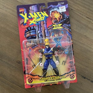 Jahrgang 1996 Marvel Comics X-Men X-Force Shatterstar 3 Twin Slashing Swords ToyBiz Action-Figur Spielzeug mit Sammelkarte