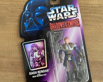 Vintage 1996 Dash Rendar with Heavy Weapons Pack Star Wars Shadows of the Empire Kenner Hasbro Toy Action Figure Sealed Package