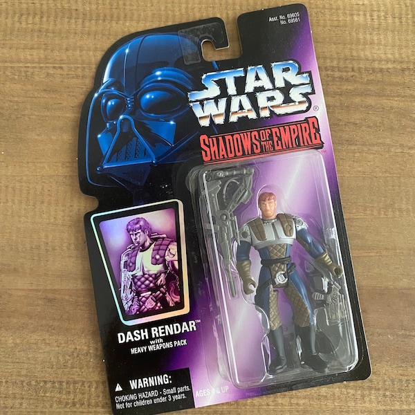 Vintage 1996 Dash Rendar with Heavy Weapons Pack Star Wars Shadows of the Empire Kenner Hasbro Toy Action Figure Sealed Package
