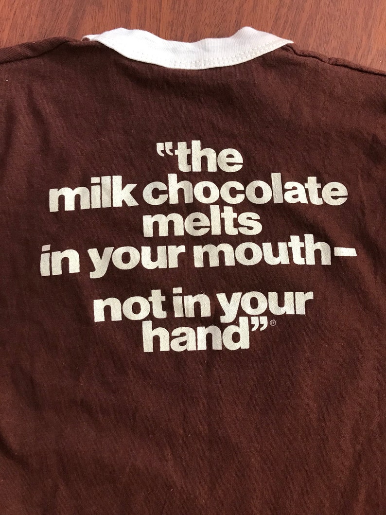 Vintage 1970/'s M/&M/'s Candy Chocolate Kids Ringer Brown Shirt Size L 14-16