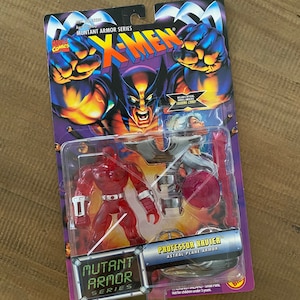Vintage 1996 Marvel Comics X-Men Mutant Armor Series Professor Xavier Astral Plane Armor ToyBiz Action Figure Speelgoed met ruilkaart