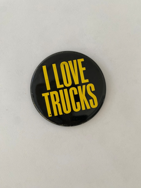 Vintage 1980's I Love Trucks Black Yellow Pin Butt