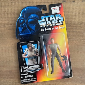 Vintage 1995 Luke Skywalker in Dagobah Fatigues Star Wars The Power of The Force Kenner Hasbro Toy Action Figure Sealed in Package