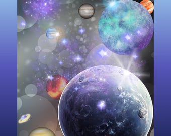 Póster para pared. Ilustración digital surrealista y atmosférica. Impresión en lienzo de planetas espaciales vívidos y resistentes a la decoloración, 18x24 pulgadas.