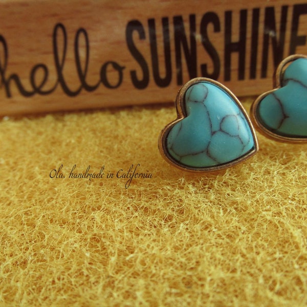 Sweetheart Turquoise Post Earrings