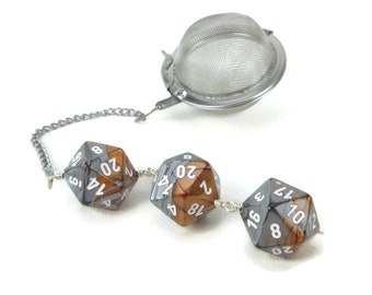 Gamer's Tea Infuser - Dice Infuser - d20 tea infuser - geeky gift - DM gift - silver and copper - interesting dice - steampunk