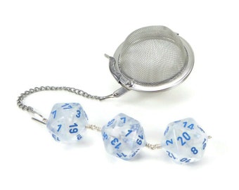 D20 Dice Tea Infuser: Geeky Gamer Gift, Borealis Icicle Charm