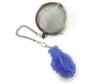 Tea Infuser with Blue Glass Goldfish charm - tea accessory - tea ball - tea charm - tea bling