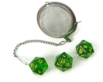 Gamer's Tea Infuser - tea infuser - tea accessory - Dice Infuser - d20 tea infuser - geeky gift - druid dice - DM gift - borealis green