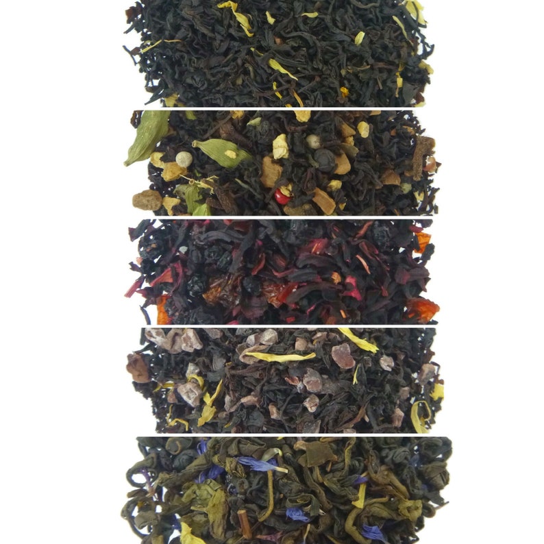 Flavor Pack Loose Leaf Tea Rook and Rose Teas Tea Pack Literary tea black tea green tea caffeine free sample pack image 1