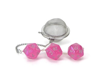 Gamer's Tea Infuser - tea infuser - tea accessory - Dice Infuser - d20 tea infuser - geeky gift - cleric - DM gift - borealis pink