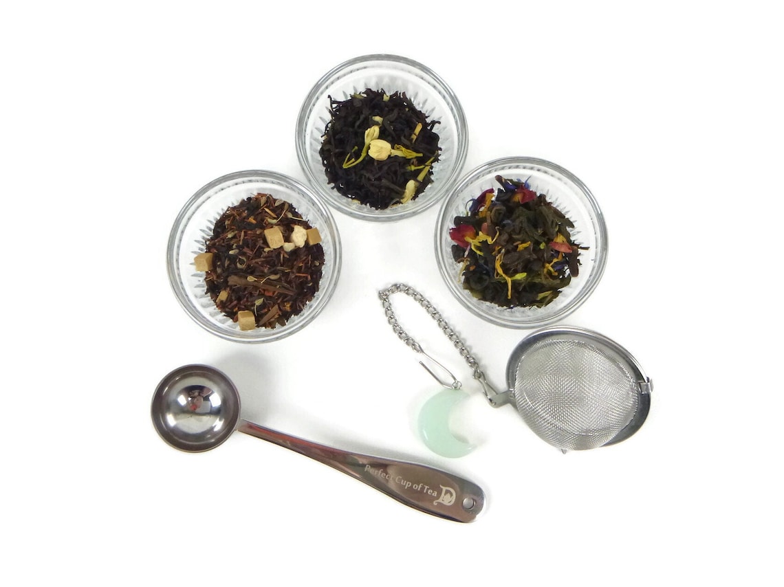 Loose Leaf Tea Starter Pack 3 Teas Steeping Ball Spoon Etsy